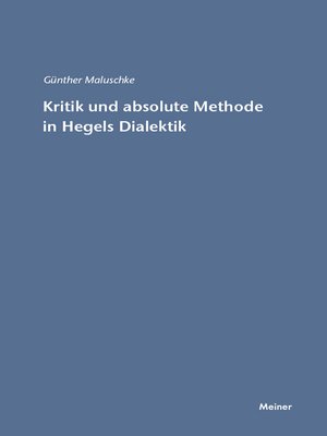 cover image of Kritik und absolute Methode in Hegels Dialektik